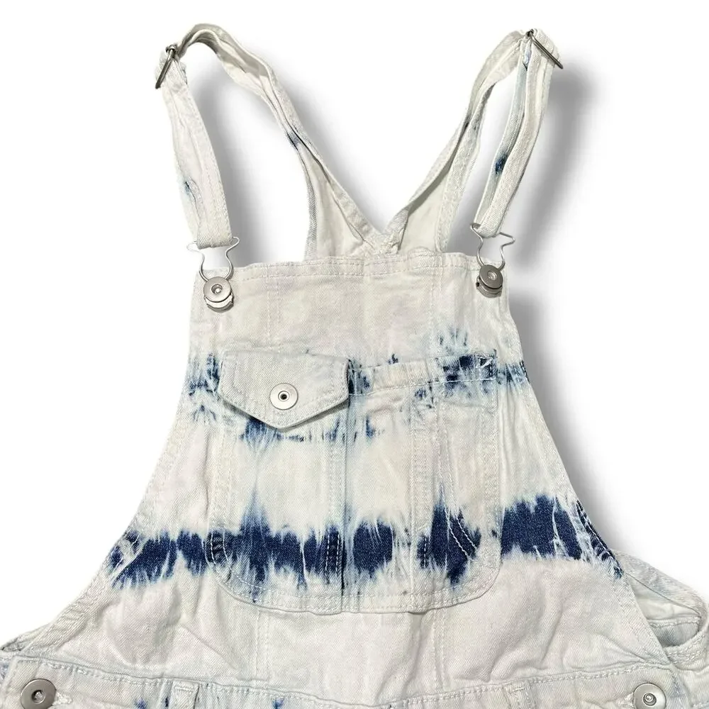 No Boundaries Girls Overall Bib Shorts Denim Blue Jean Acid Wash Medium 7 9